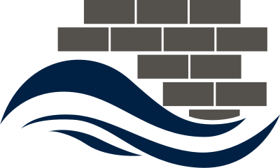 Coastal Masonry Brandmark. Waves with bricks.