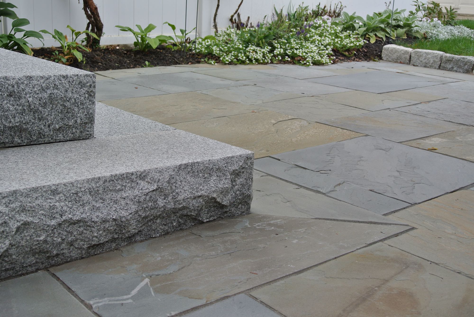 Prospect Street project; closeup of natural stone patio and stone steps