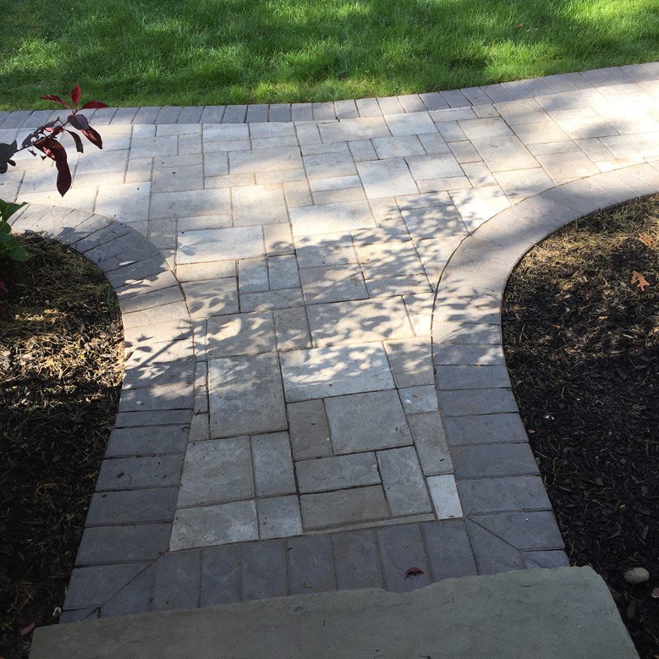 North Lake project; paver walkway with border