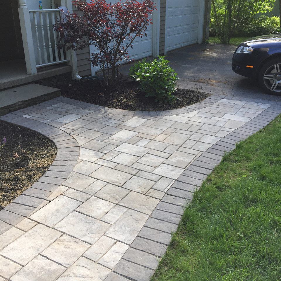 North Lake project; paver walkway with border