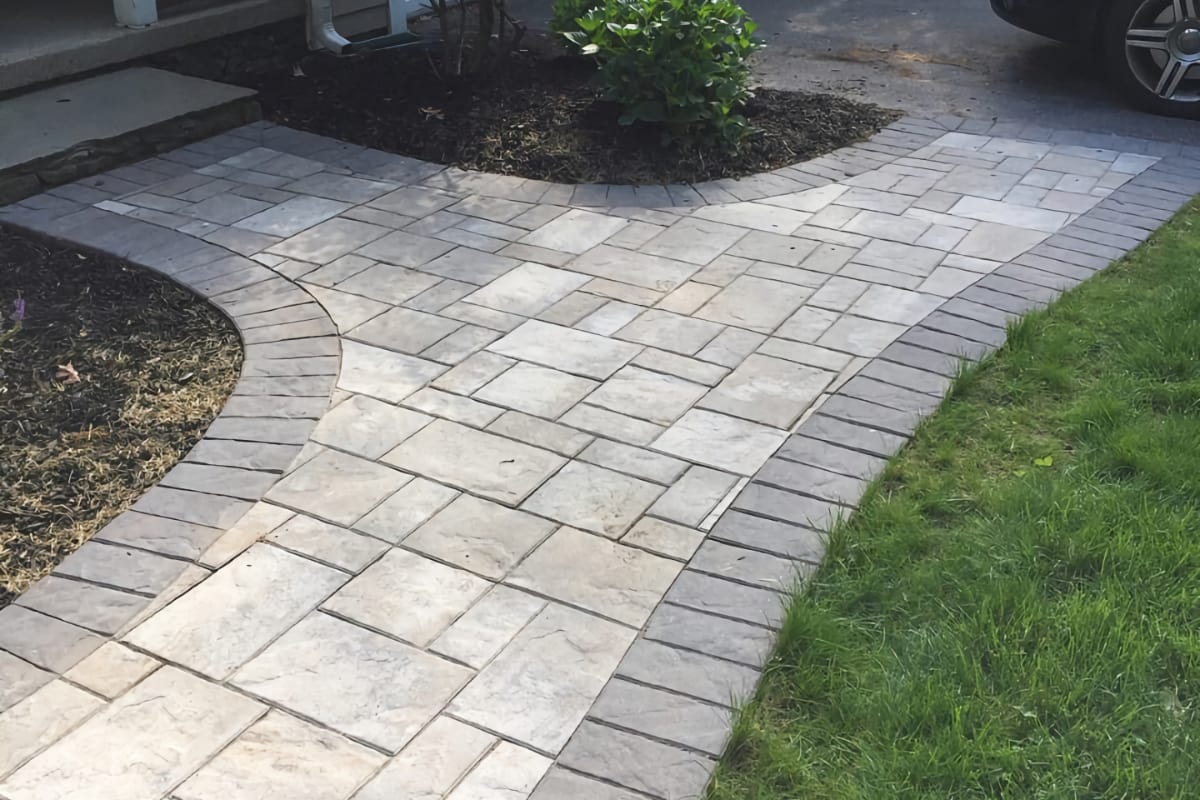 North Lake project; paver walkway with border