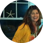 smiling woman with long hair